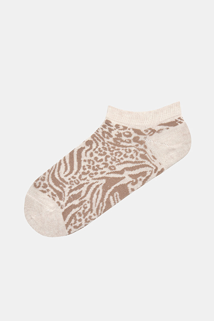 Browny Zebra Kahverengi 3lü Patik Çorap - 2
