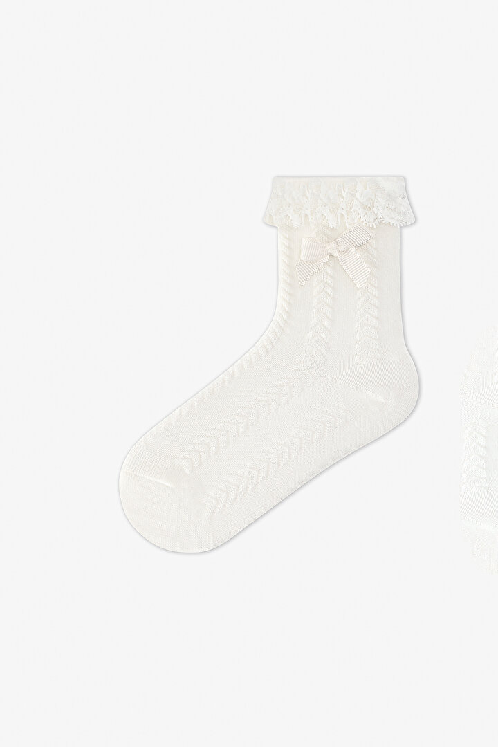 Kız Çocuk Dantelli Soket Çorap - 2