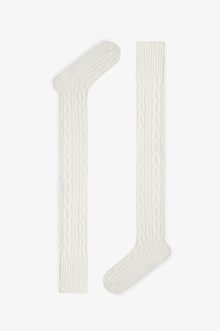 Knitted Patterned Thick Over-the-Knee Socks - 2