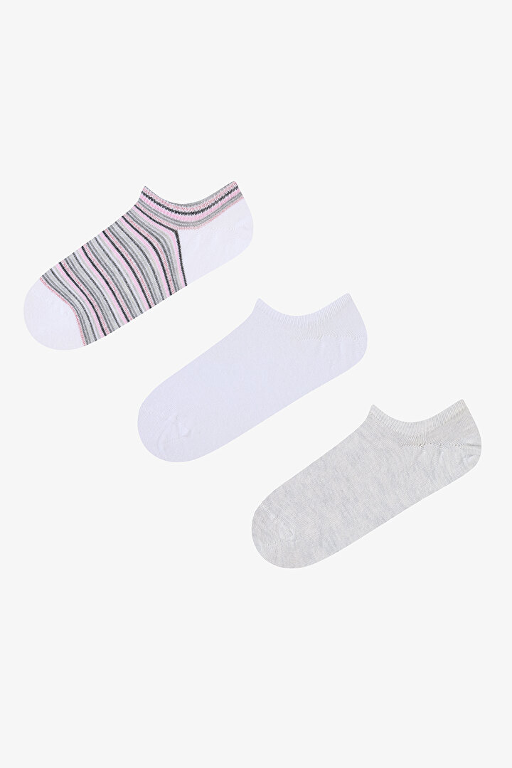 Silvery Stripe 3in1 Sneaker Socks - 1