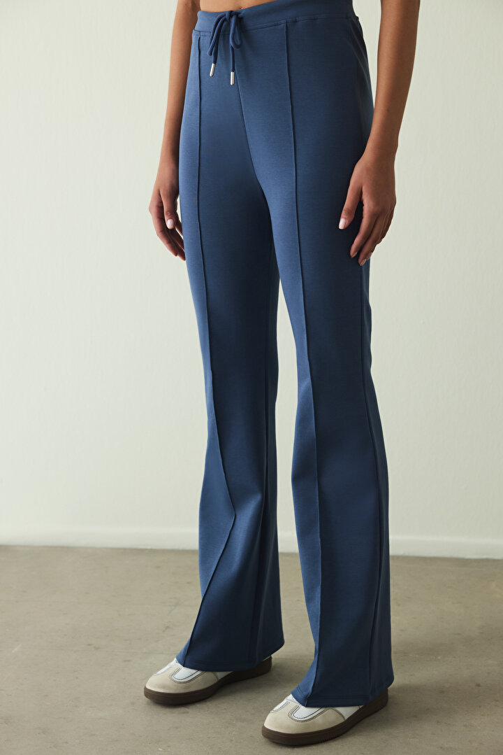 İndigo Nervour Yüksek Bel Slim Fit İspanyol Paça Pantolon - 1