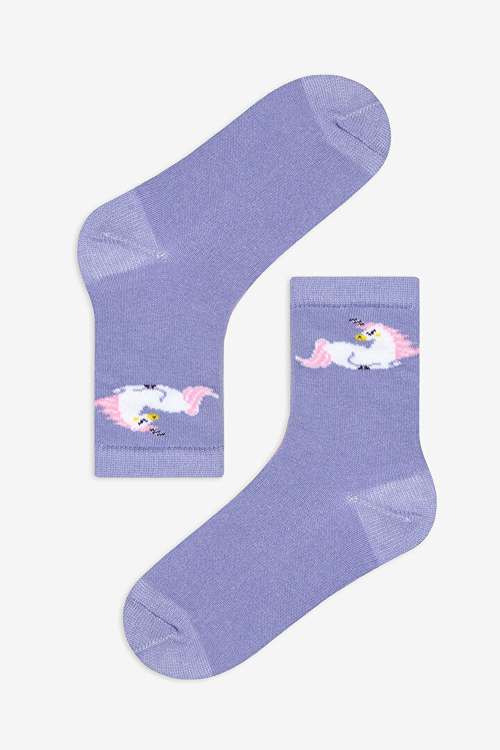 Girls Blue Unicorn 3in1 Multi Colour Socket Socks - 2