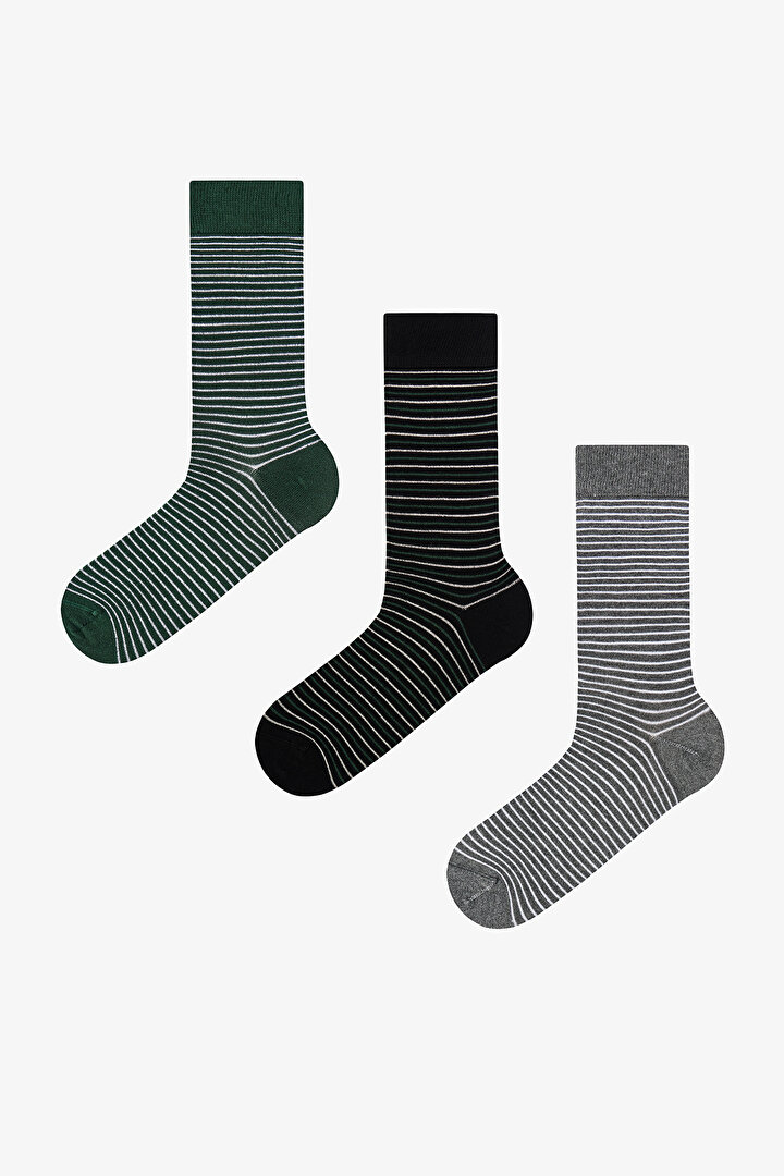 Erkek Renkli Forest Lines 3'lü Soket - 1