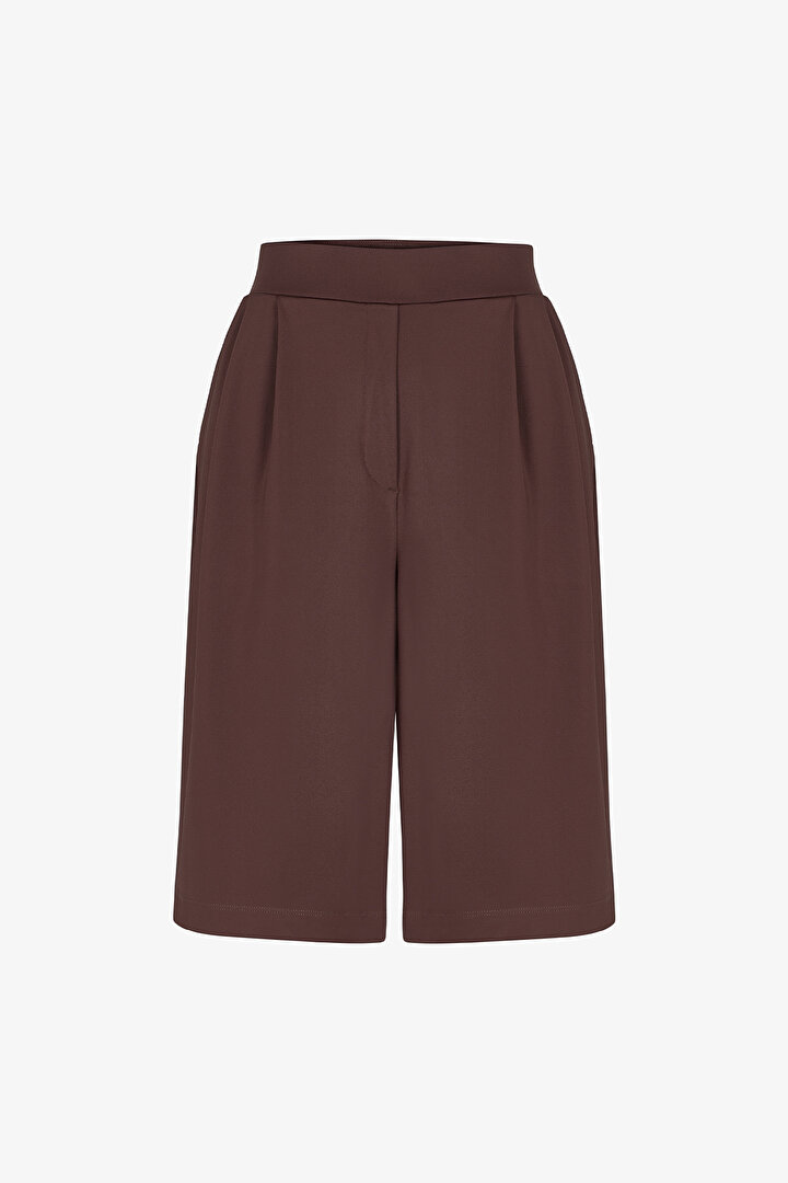 Kahverengi Longline Bermuda Şort - 1
