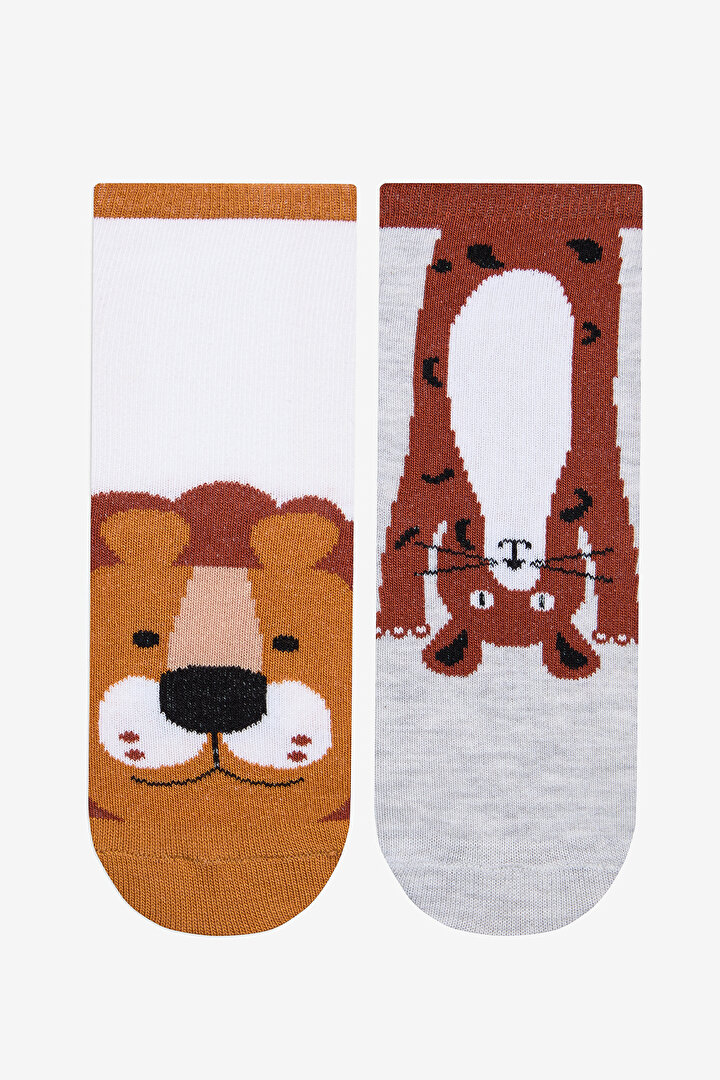 Boys Cute Animals Multi Colour 2in1 Socket Socks - 1