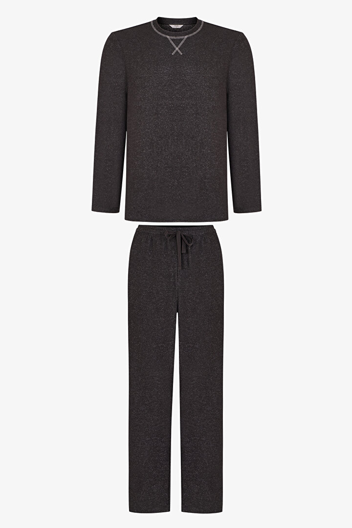 Erkek Gri Glacier Grey Pantolon Uzun Kollu Pijama Takımı - 1