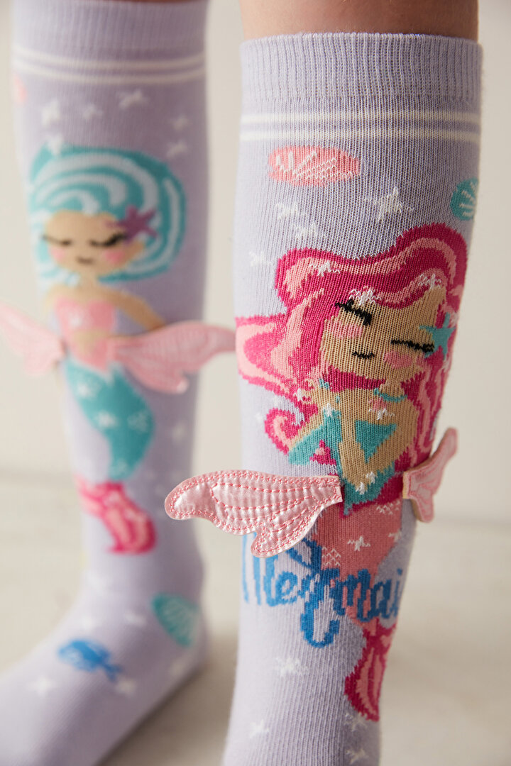 Kız Çocuk Wings Mermaid Lila Pantolon Çorabı - 2