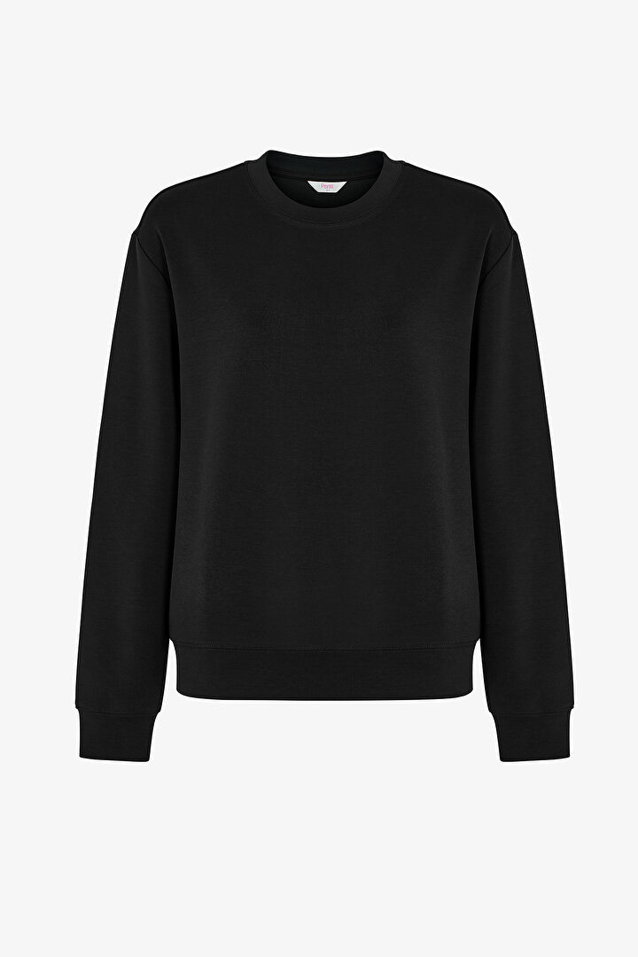 Black Essential Modal Long Sleeve Sweatshirt - 1