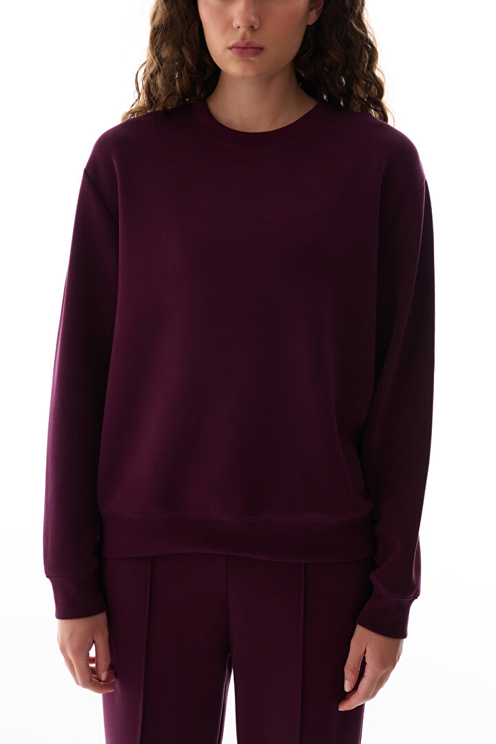 Burgundy Essential Modal Long Sleeve Sweatshirt - 2