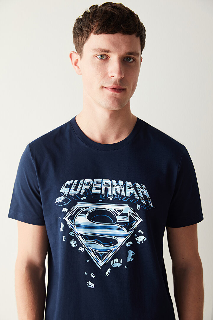Erkek Superman Lacivert Pijama Takımı - 1