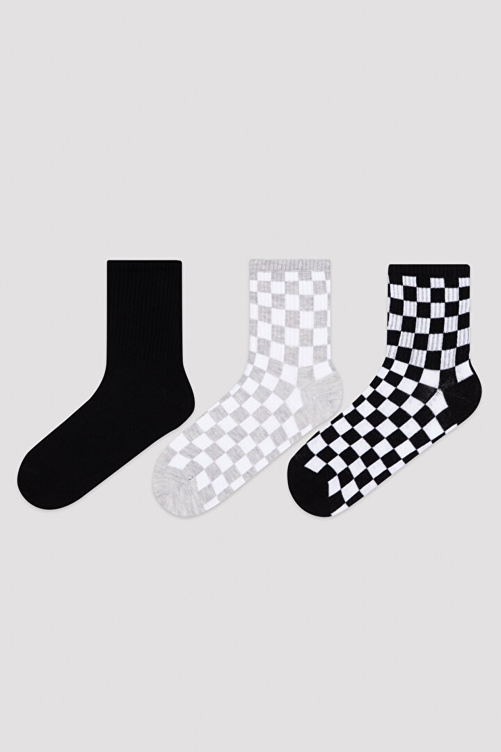 Black - Grey - White Dama 3in1 Socket Socks - 1