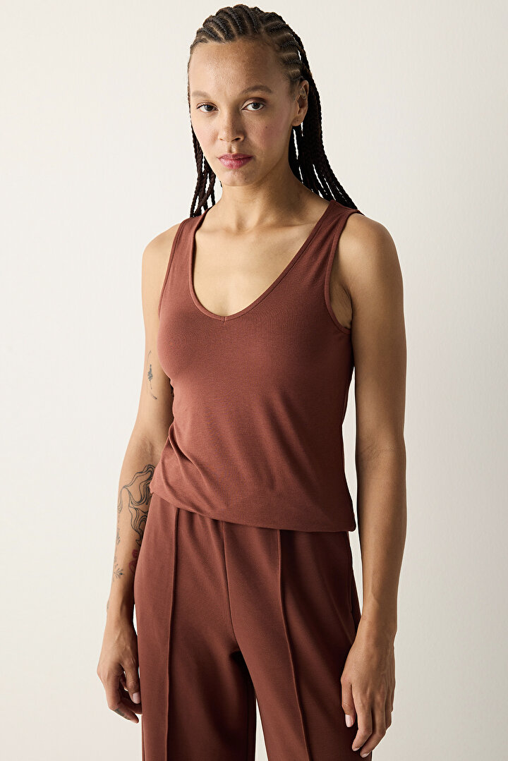 V Neck Soft Tank Top - 1