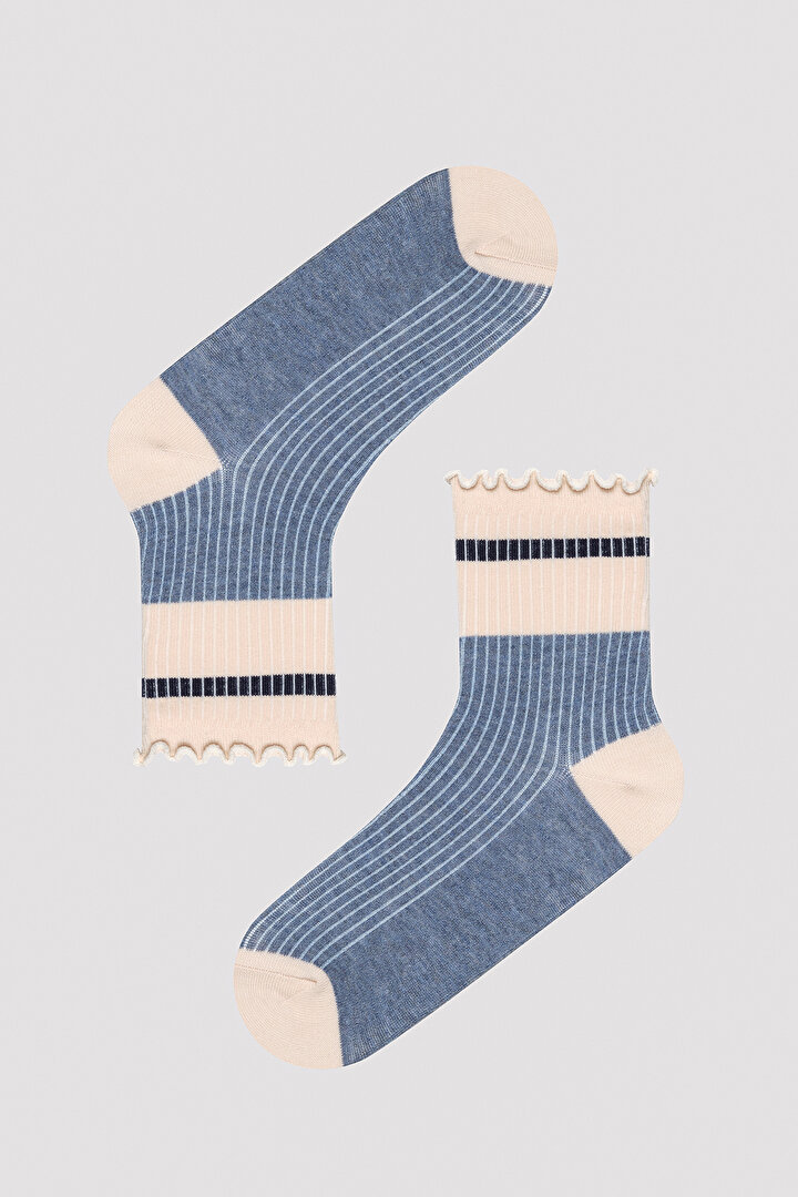 Frill Soft Pembe - Mavi 2li Soket Çorap - 2