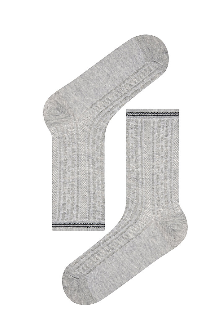 Jacquard Line 3in1 Black Grey White Socket Socks - 2