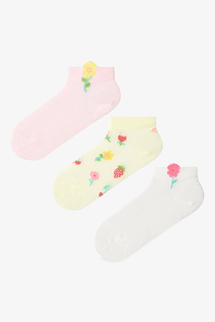 Multicolor Girls Color Bouquet 3in1 Liner Socks - 1