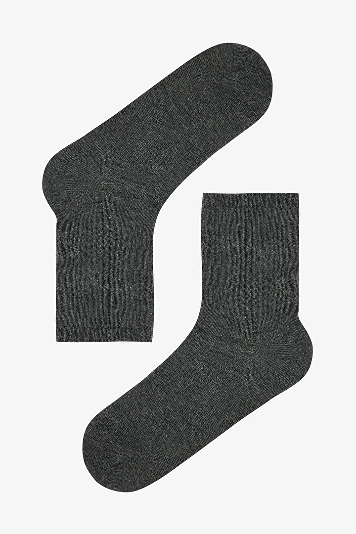 3 Çift Pamuklu Kalın Çizgili Soket Çorap - 3
