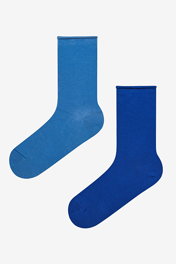 Basic 2in1 Blue Multi Colour Socket Socks - 1