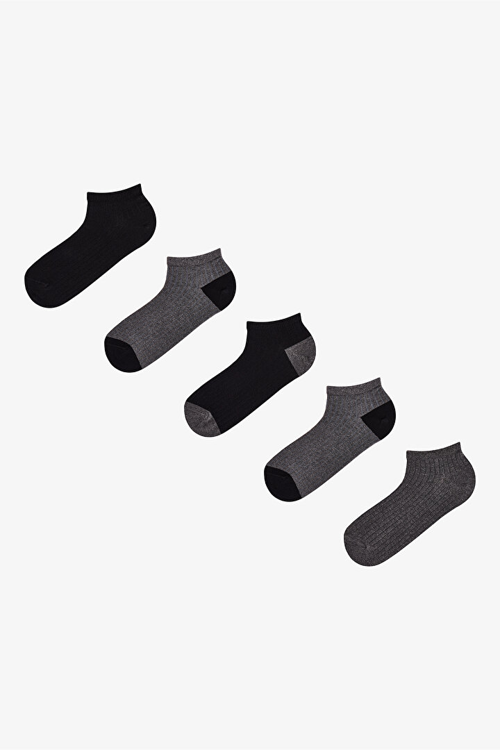 Erkek Lacivert Melanj Black Comfort 5 Çift Patik Çorap - 1