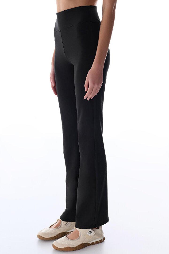 Black High-Waisted Flare Leggings - 1