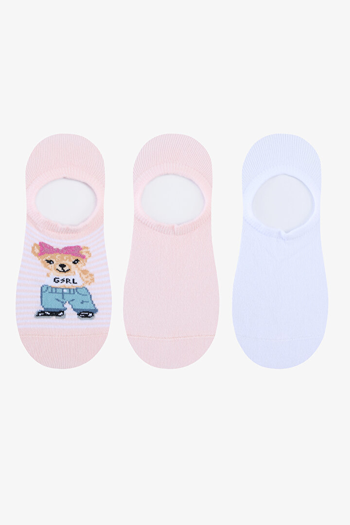 Fancy Bear 3in1 Pink White Sneaker Socks - 1