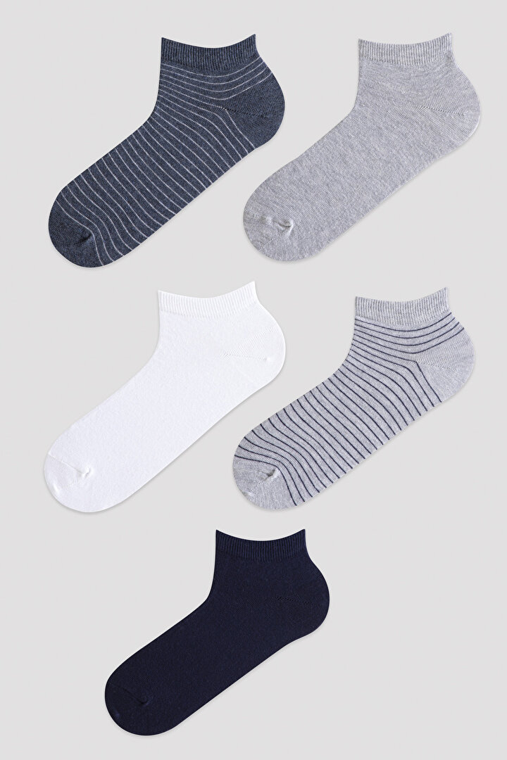 Erkek Çok Renkli 5'li Patik Çorap - 1