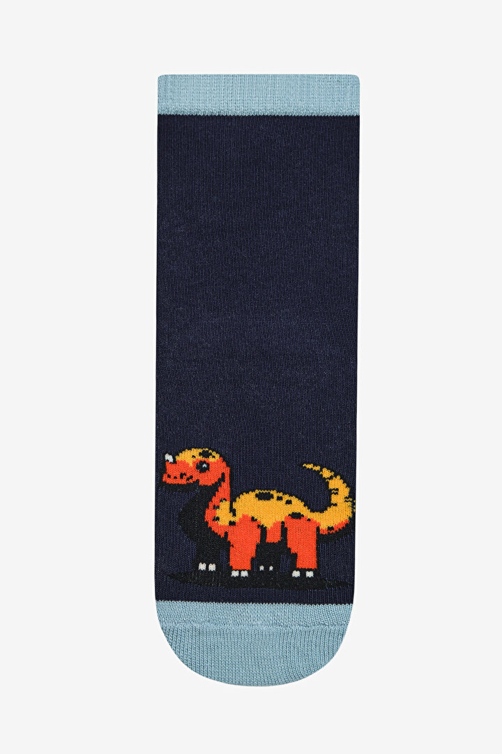 Boys Cute Dino 4in1 Black Socket Socks - 2