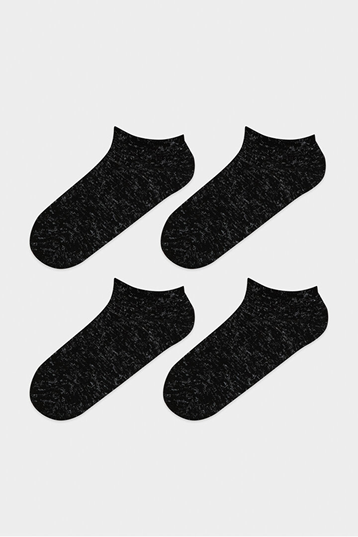Siyah Black Kırçıl 4lü Patik Çorap - 1
