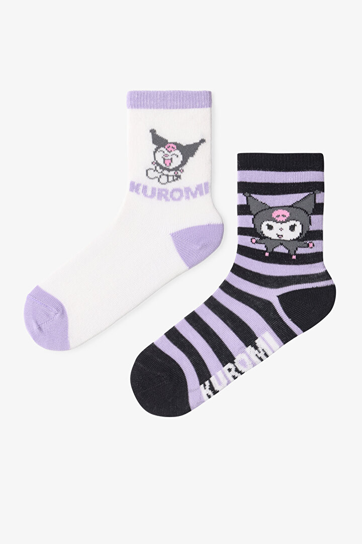 Çok Renkli Kız Çocuk Lic Kuromi 2li Soket Çorap - 1
