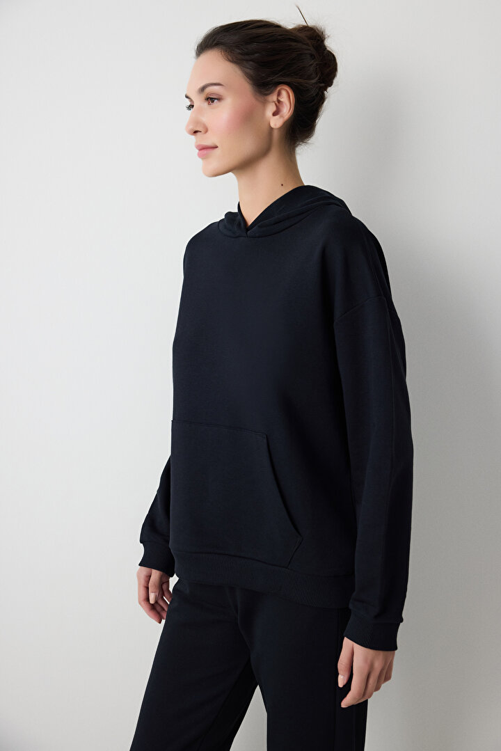 Oversize Active Siyah Hoodie - 2