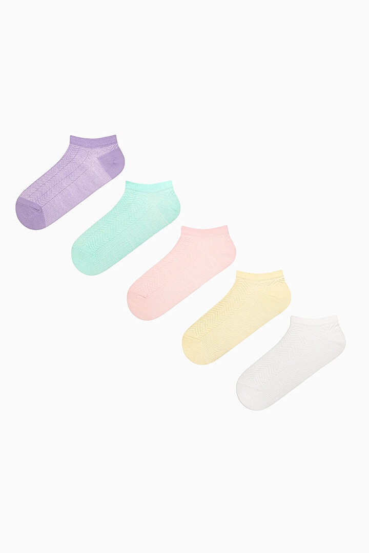 Multicolored Pink Blue Zigzag 5in1 Liner Socks - 1