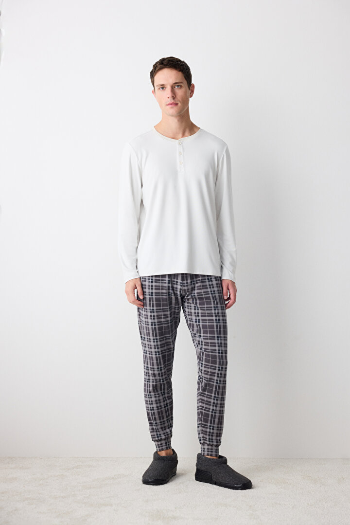 Checker Multi Colour Jogger Pant PJ Set - 1