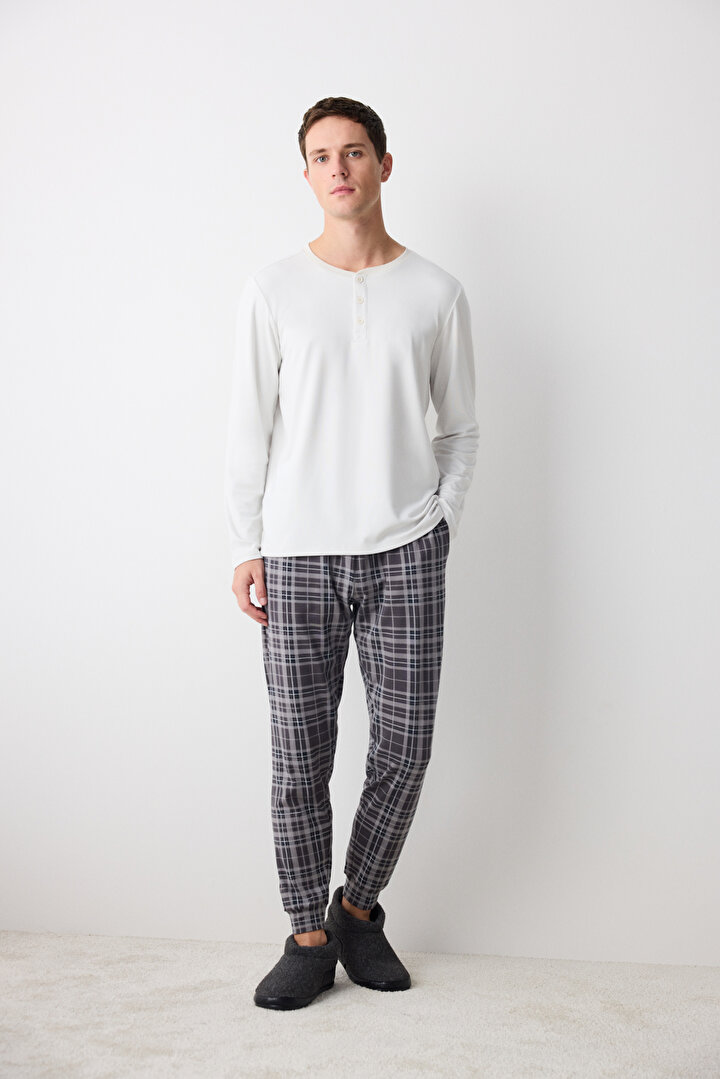 Checker Multi Colour Jogger Pant PJ Set - 2