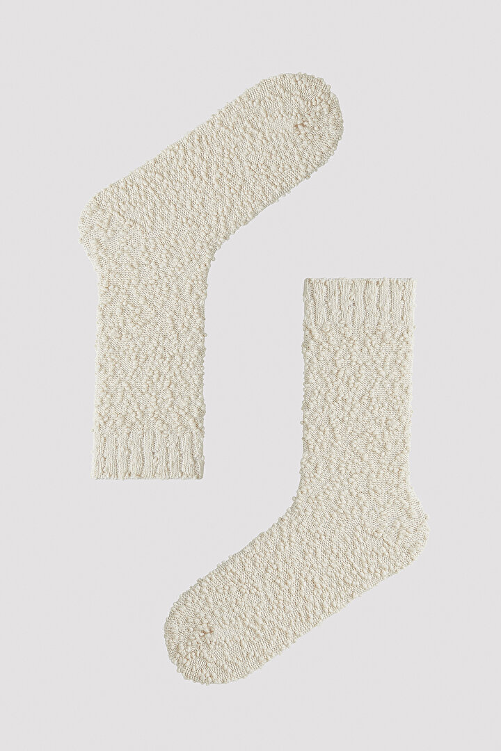 Mini Noktalı Bej Soket Çorap - 1