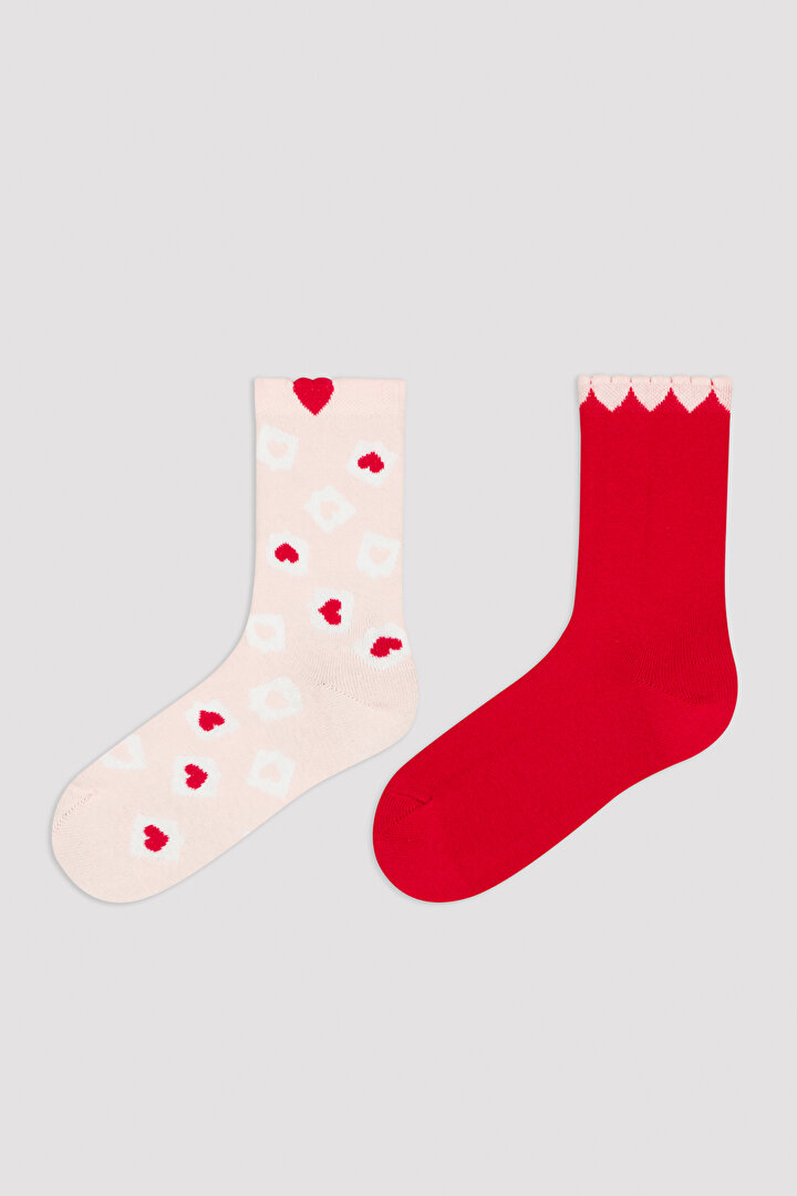 Kız Çocuk Lovely Hearts 2Li Soket Çorap - 1