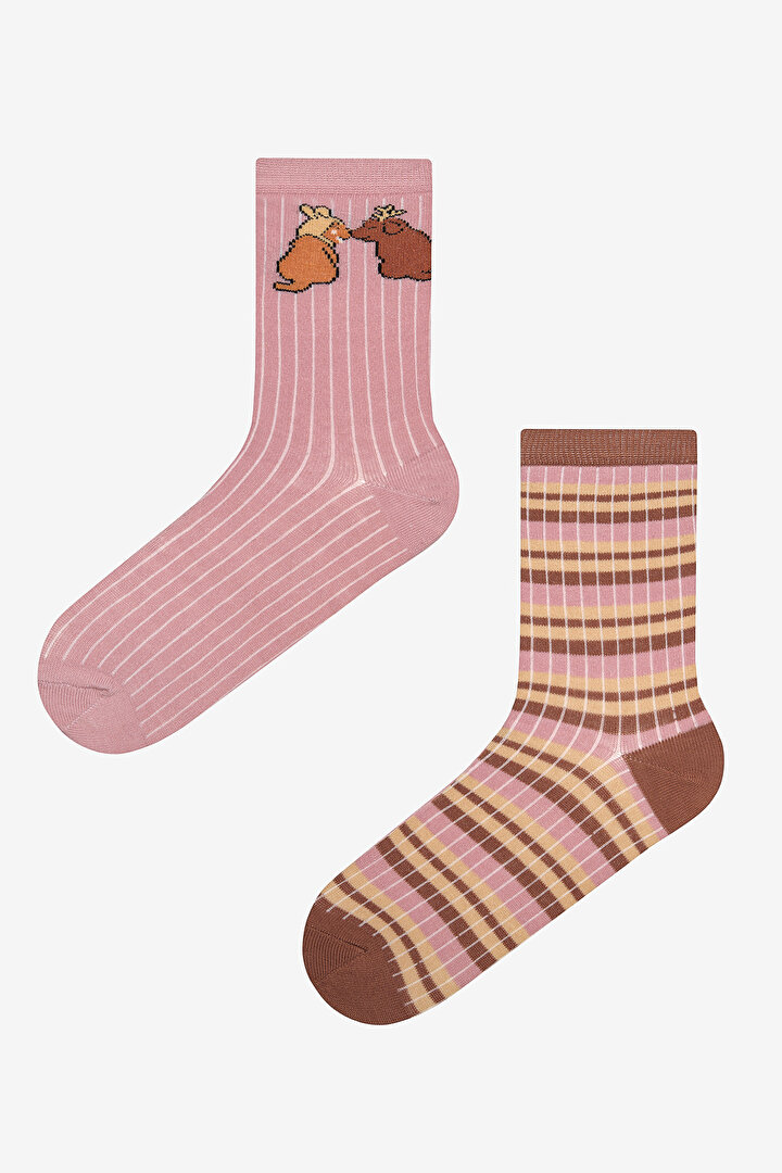 Sniffing Dog 2in1 Pembe Socket Socks - 1