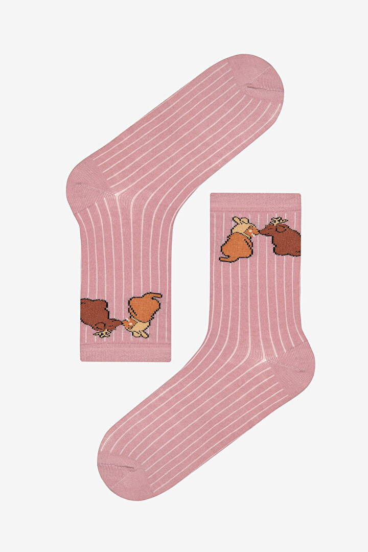 Sniffing Dog 2in1 Pembe Socket Socks - 2