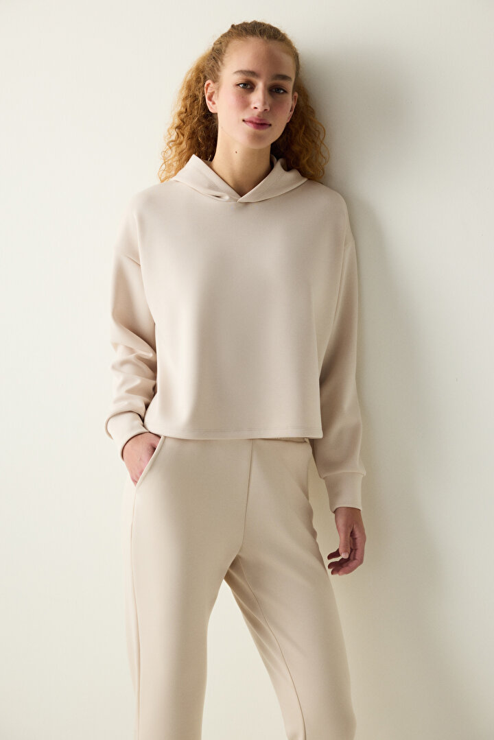 Silky Feel Light Beige Sweatshirt - 1