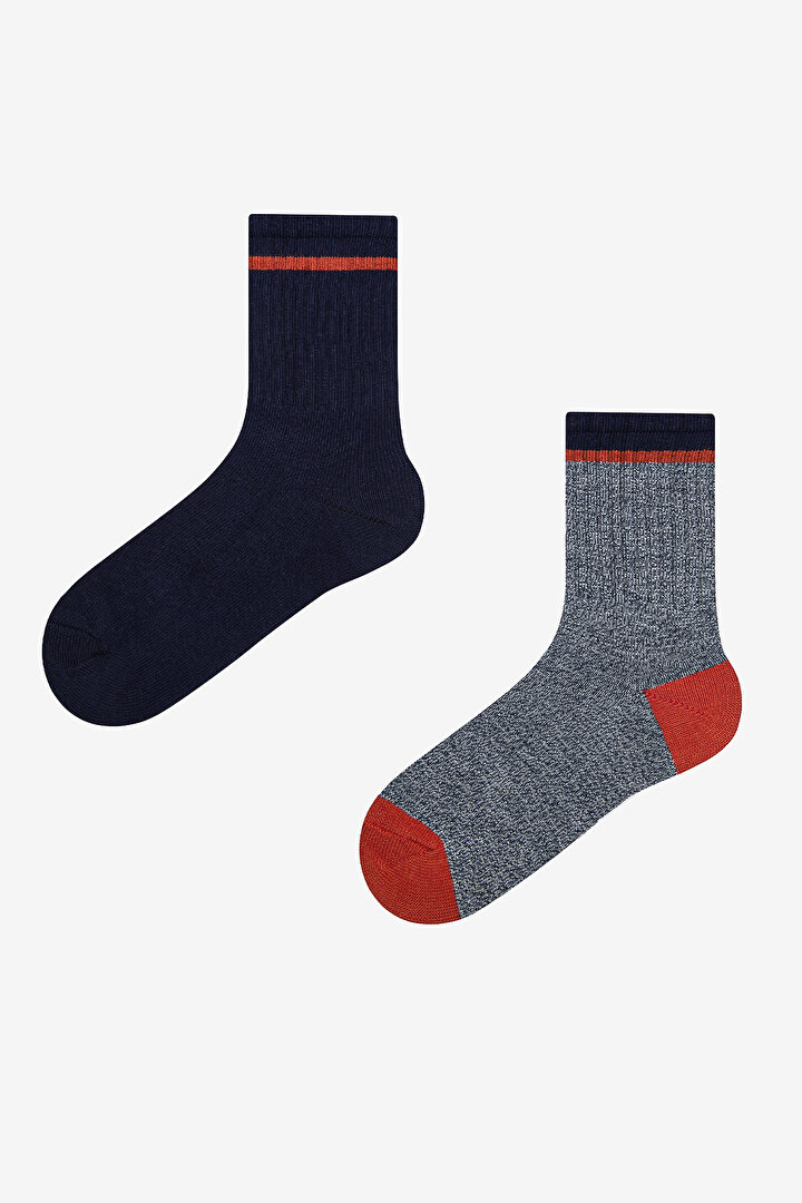 Boys Navy Buddy 2in1 Socket Socks - 1