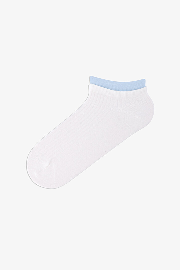 4 Çift Burun Dikişsiz Pamuklu Renkli Bilek Detaylı Patik Çorap - 2