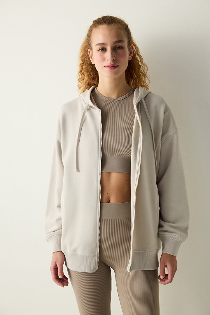 Oversize Active Stitched Stone Hoodie - 2