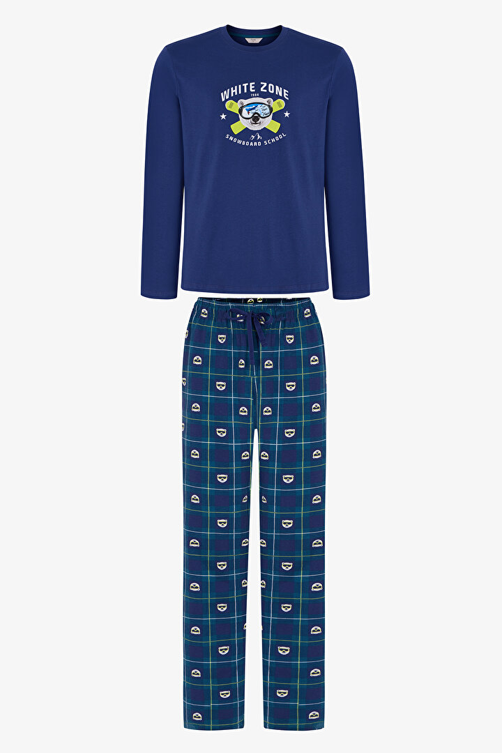Erkek White Zone Pantolon Uzun Kollu Pijama Takımı - 1