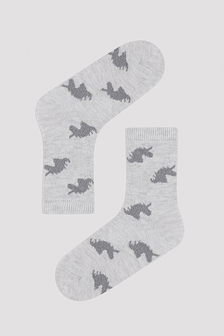 Kız Çocuk Parıltı Detaylı Dark Unicorn 3 lü Soket Çorap - 2