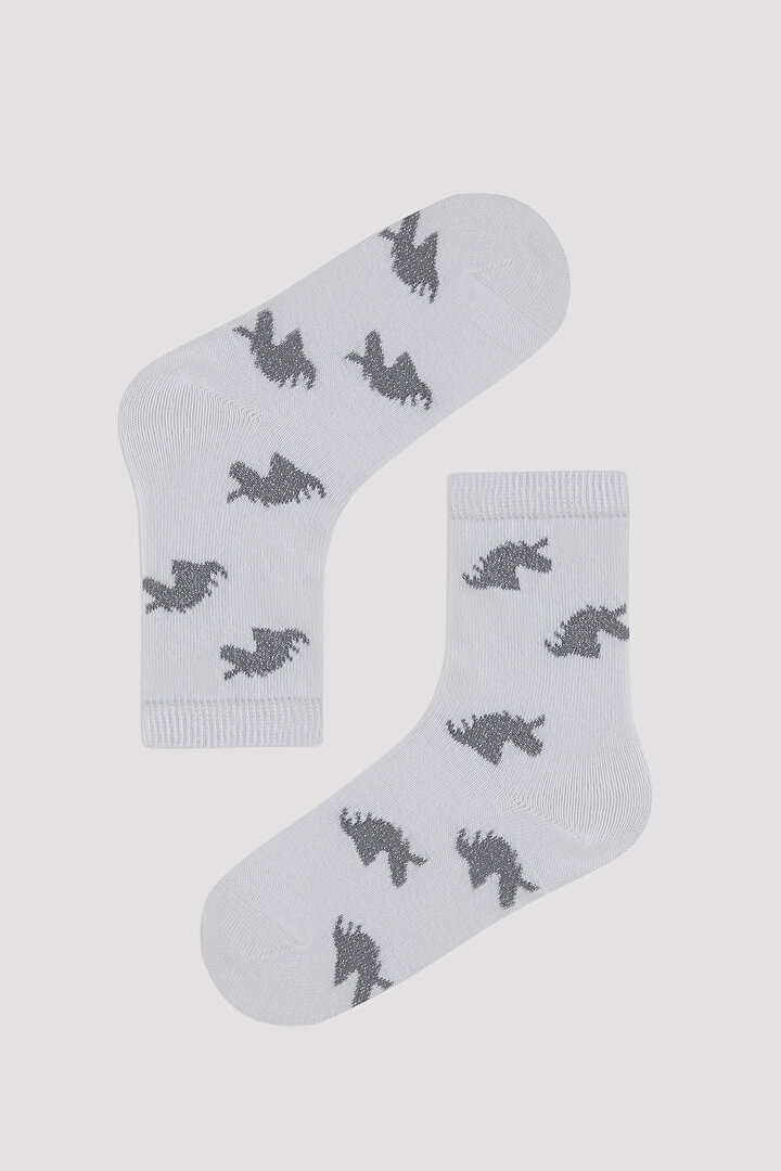 Kız Çocuk Parıltı Detaylı Dark Unicorn 3 lü Soket Çorap - 4