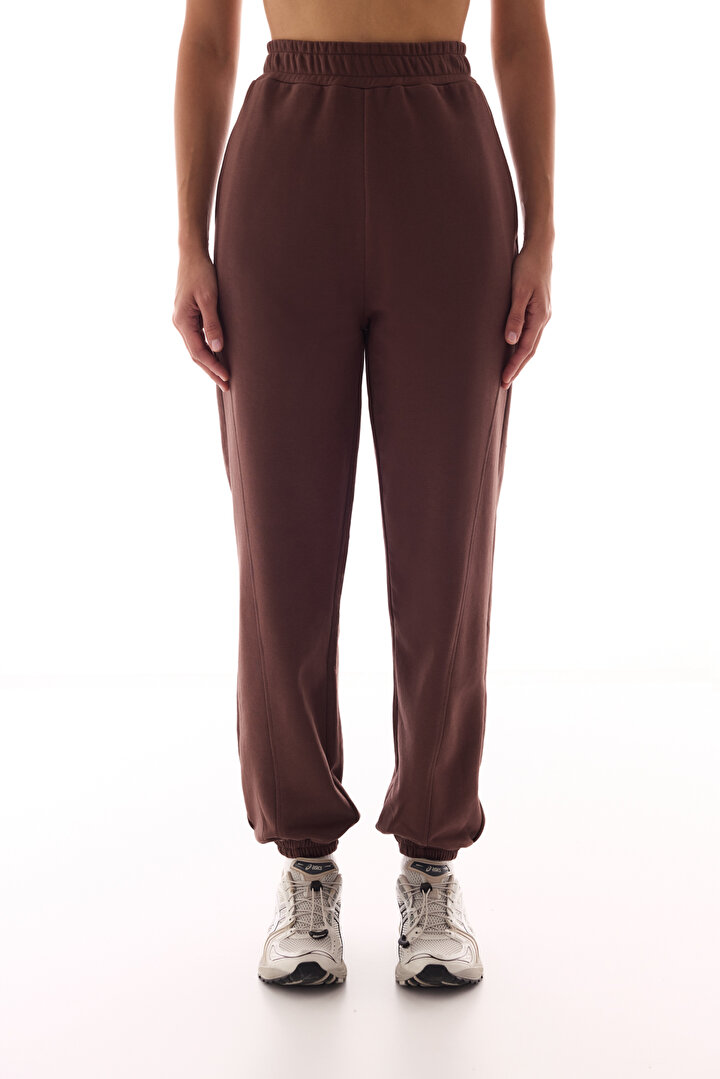 Kahverengi Curvy Stitch Jogger Pantolon - 2