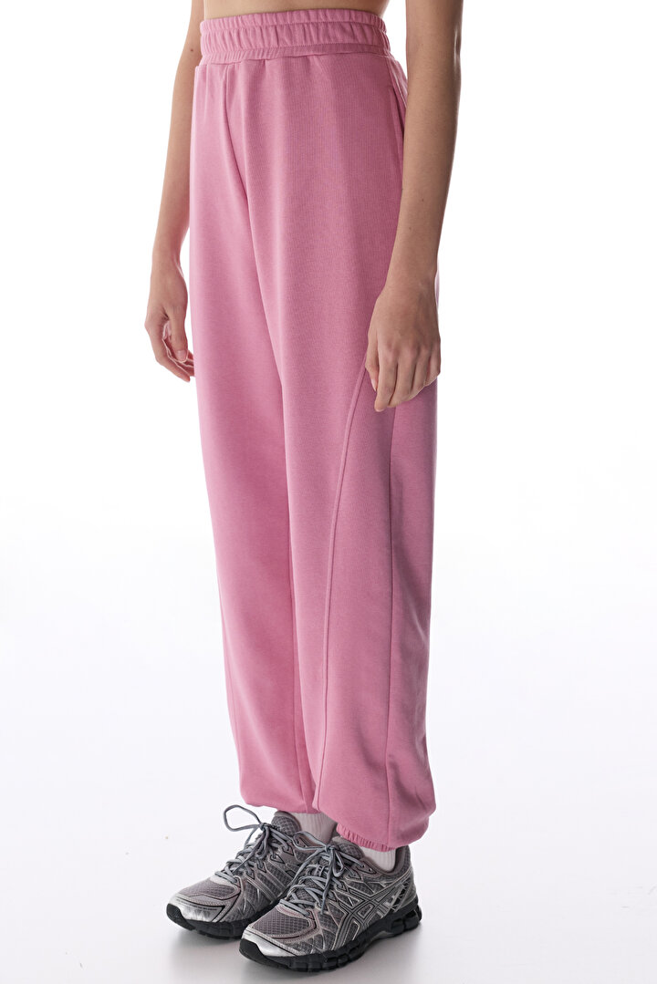 Gül Kurusu Dikiş Detaylı Yüksek Bel Pamuklu Jogger - 2