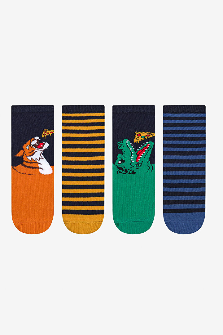 Boys Pizza Time 4in1 Black Socket Socks - 1