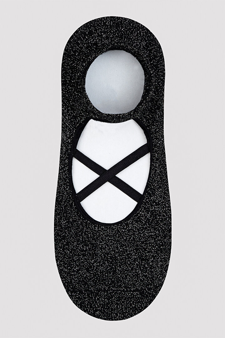 Shiny Black Cross Invisible Socks - 1