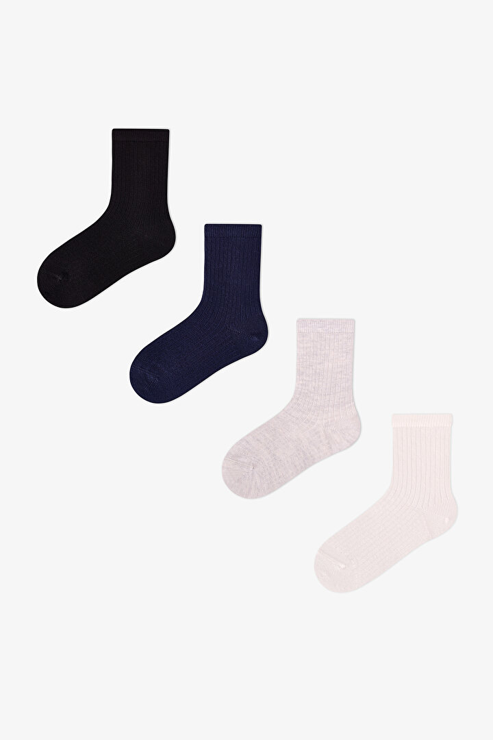 Boys' Signature Rib Cotton 4 Pack Ankle Socks - 1