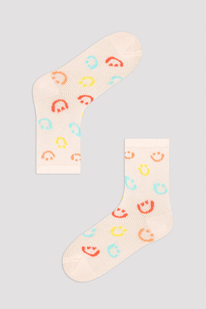 Kız Çocuk Stripe Smiley Face 2Li Soket Çorap - 2