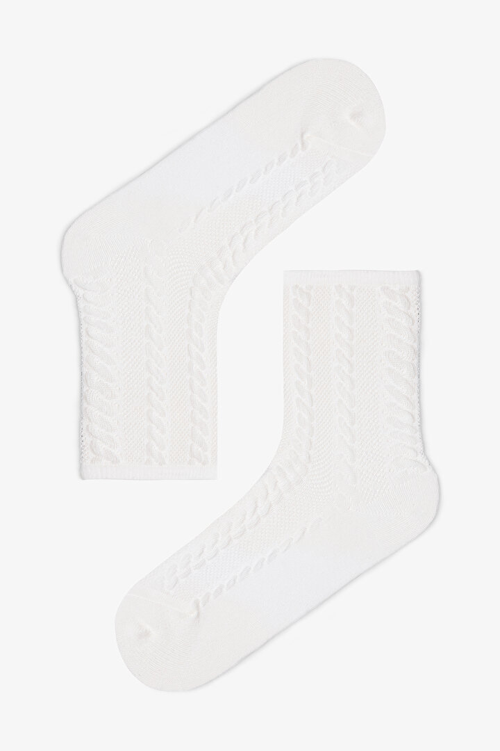 5 Çift Pamuklu Kendinden Spiral Desenli Soket Çorap - 2